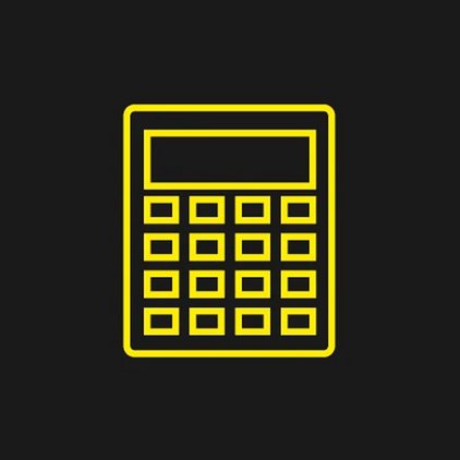 Icono de una calculadora amarilla sobre fondo negro